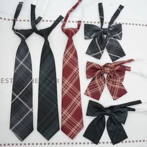 트렌디 JK 넥타이 Bowtie 여성 대학생 칼라 Neckwear 데일리 셔츠 액세서리 코튼 격자 무늬 Bowknot Lolita Girls Lazy-tie