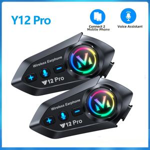Y12 Pro 오토바이 헬멧 블루투스 인터콤 거리 500MVoice Assistant 믹싱 음악 공유 IP56 방수
