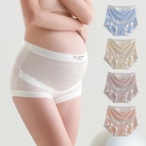 3pcs 플러스 사이즈 부드럽고 편안한 출산 팬티 얇은 통기성 높은 허리 지원 배꼽 속옷 임신 팬티