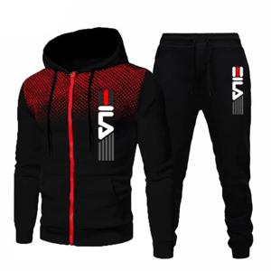 뜨거운 판매 남성 Tracksuit 인쇄 캐주얼 라운드 도트 지퍼 후드 티셔츠 + 바지 세트 데일리 자켓 코트 스포츠 조깅 의류
