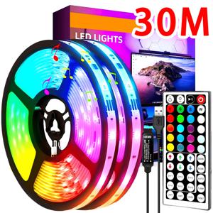USB LED 스트립 조명 앱 제어 IR 블루투스 테이프 RGB IR 침실 거실 자가 접착 TV 백라이트 리모컨 램프 다이오드 조명