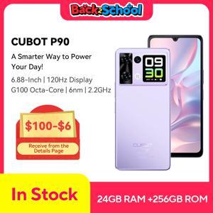 스마트폰 안드로이드 15 Cubot P90, 6.88인치 120Hz 화면, 24GB RAM(12+12GB 확장), 256GB ROM, G100 옥타코어 2.2GHz 프로세서, 64MP 카메라, 5100mAh 배터리, NFC, 듀얼 스피커, 4G 폰, smartphone android