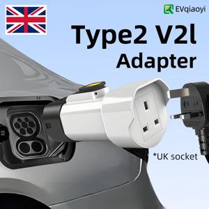EVqiaoyi TYPE 2 V2L 방전 어댑터 13A 영국용 소켓 야외용 파워스테이션 (BYD, MG4, 르노, 재규어 7 용)
