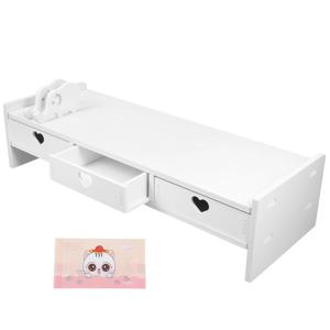 키보드 보관함 모니터 라이저(서랍 포함) PVC 목재 복합 데스크 주최자 사무실 컴퓨터 화면 높이 조절 가능