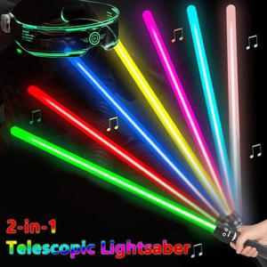 텔레스코픽 Lightsaber 검 어린이를위한 소리와 빛 빛나는 검 감압 장난감과 다채로운 레이저 칼 장난감 성인 선물
