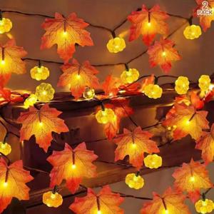 1PC1.5M10LED/3M20LED 할로윈 메이플 리프 호박 랜턴 문자열, 배터리 구동, 배터리 없음, 휴일 장식에 사용