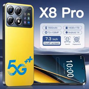 2025 뉴 X8 프로 맥스 7.3HD 글로벌 에디션 오리지널 스마트 듀얼 카드 7800mAh 배터리 얼굴 인식 기능