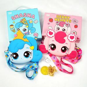 여자를위한 원더 Moko 만화 공주 가방 새로운 스타일 작은 Crossbody 실리콘 동전 지갑 어린이 장난감 ACG 장식