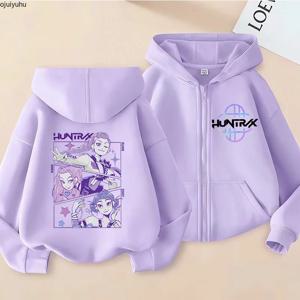 재미 있은 지퍼 업 스웨터 Kpop 악마 헌터 후드 어린이 옷 키즈 소녀 소년 운동복 지퍼 Hoody Baby Casual Top