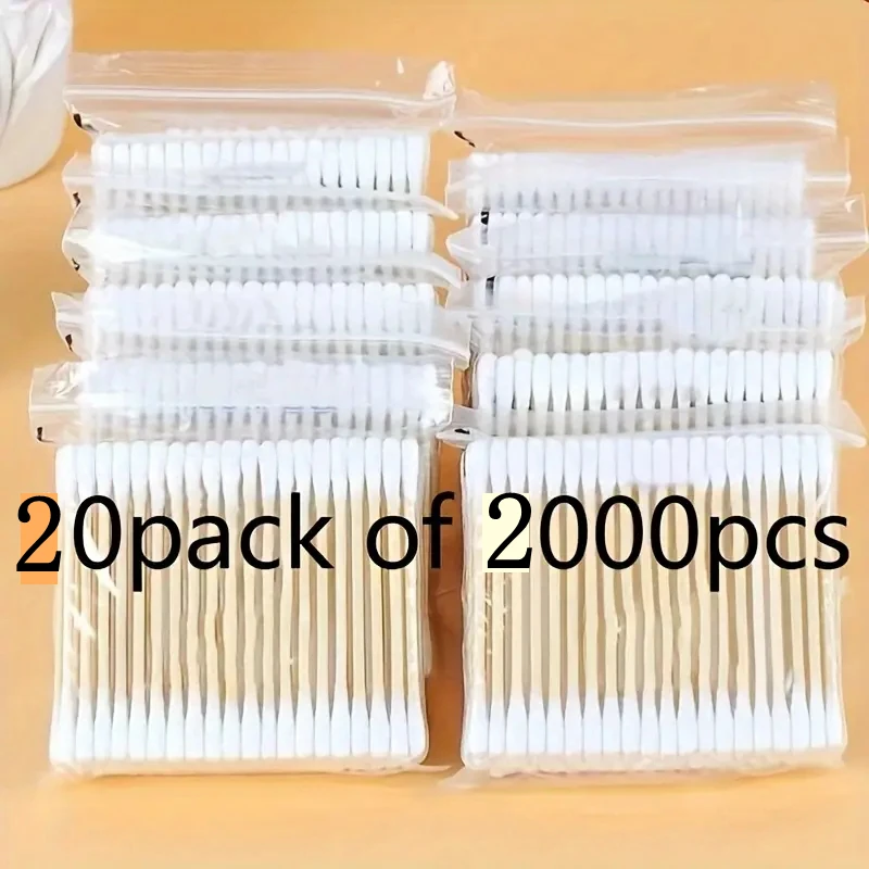 도매 2000/1000pcs 무향 코튼 나무 스틱, 메이크업 면봉, 양방향, 제거 및 청소 귀 면봉