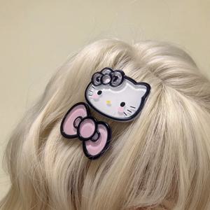 Kawaii 헬로 키티 보우 애니메이션 헤어 클립 Sanrio 귀여운 만화 머리 머리핀 소녀 헤어 액세서리 생일 선물 Fasjion 장식품