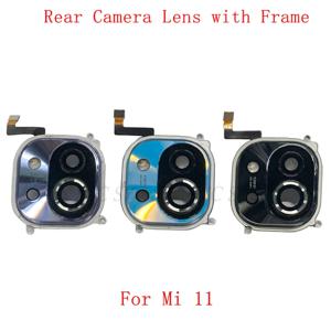 Xiaomi Mi 11 카메라 프레임 (렌즈 플래시 라이트 수리 부품 포함) 용 프레임 홀더가있는 후면 카메라 렌즈 유리