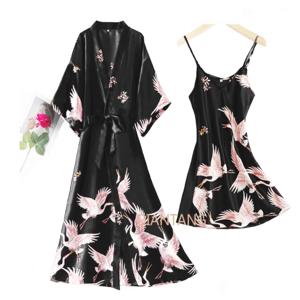 섹시한 Nightwear 가운 세트 여성 2PC 잠옷 v 넥 잠옷 부드러운 잠옷 봄 레이디 수면 정장 가운 착용 홈 Negligee Homewear