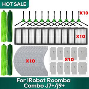 iRobot Roomba Combo j7+, Roomba Combo j9+ 로봇 진공 액세서리 먼지 봉투 롤러 사이드 브러시 Hepa 필터 걸레 천 걸레에 적합