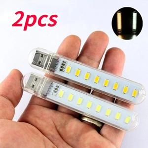 2PC 8 LED 미니 휴대용 USB 램프 DC 5V 캠핑 USB 조명 PC 노트북 모바일 전원 은행 가제트