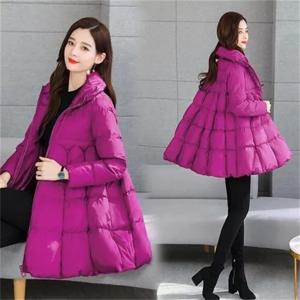 여성 겨울 자켓 새로운 한국 스탠드 칼라 망토 중반 롱 코튼 패딩 자켓 Thicke Warm Parka Cotton Clothes 여성 겉옷