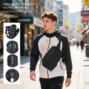 Geestock 남자 어깨 가방 도난 방지 슬링 가방 방수 Usb Crossbody 옥스포드 가방 남성용 짧은 여행 메신저 가슴 팩