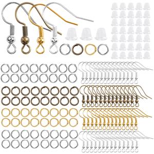 300Pcs 귀걸이 세트 저자 극성 귀걸이 후크 점프 링 쥬얼리에 대한 명확한 고무 귀걸이 백업 결과 액세서리 만들기