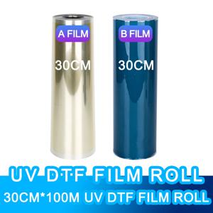 UV DTF 필름 A 및 B 필름, A3 A4 UV 평판 프린터용, AB 필름 라미네이션 기계, DIY용 전사 스티커, 30cm x 100m