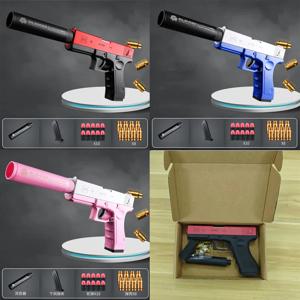 장난감 권총 소프트 총알 장난감 총, M1911 쉘 배출 폼 다트 블래스터, 수동 에어소프트 무기, 소음기 포함, 어린이 성인용