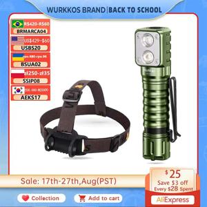 Wurkkos HD15 2000LM 전조등 18650 충전식 LED 램프 IP68 강력한 낚시 하이킹 러닝 라이트 보조베터리 마그네틱 테일 캡