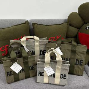 레디메이드 이지 백 빈티지 워싱 캔버스 토트백 듀얼 컬러 스트릿 스타일 청소년 핸드백 마그네틱 버클 클로저 레저용