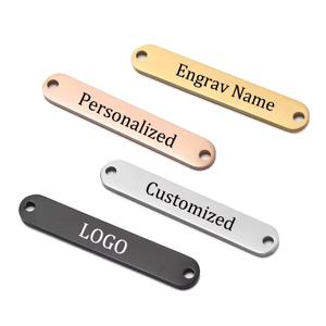 20pcs 레이저 사용자 정의 이름 로고 날짜 텍스트 사각형 매력 DIY 목걸이 팔찌 만들기에 대 한 스테인레스 스틸 사용자 지정 펜 던 트