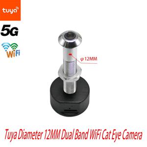 Tuya 직경 12MM 광각 Fisheye 듀얼 주파수 WiFi 고양이 눈 원격 모니터링 낙서 스마트 라이프 홈 카메라