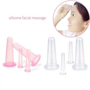 4PCS 실리콘 진공 부항 마사지 항아리 안티 셀룰 라이트 마사지 얼굴 흡입 컵 얼굴 목 리프트 피부 긁기 미용 도구