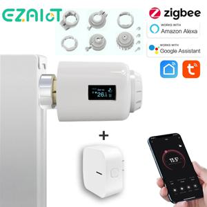 Tuya 스마트 온도 조절 라디에이터 밸브 Zigbee 온도 조절기 프로그래밍 가능한 액추에이터 온도 컨트롤러 음성 Alexa Google 홈