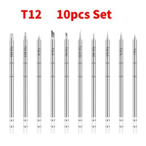 10pcs T12 세트 납땜 인두 팁 다양한 모델 T12-K KU ILS J02 JL02 BC3 D12 BL 범용 T12 용접 스테이션 디지털