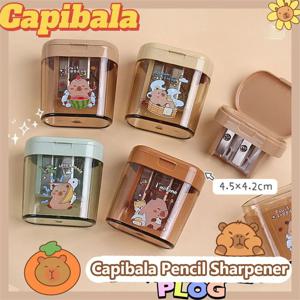 만화 Capybara 연필 깎이 미니 더블 홀 학생 귀여운 연필 깎이 어린이를위한 휴대용 연필 깎이