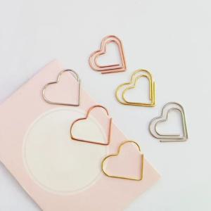 50 개/갑 하트 금속 클립 미니 종이 바인더 클립 북마크 책 바인딩 노트북 장식 편지지 학교 바인딩 용품