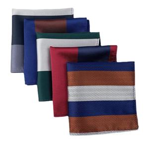 혼합 색상 스트라이프 포켓 스퀘어 스카프 손수건 남성용 스카프 Neckerchief 정장 장식 포켓 스카프 액세서리