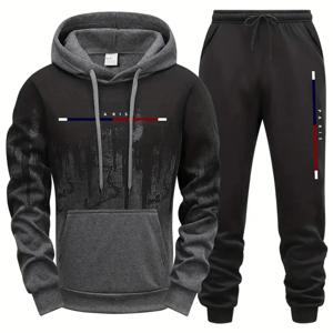 파리 패션 남자 후드 Tracksuit 2pcs 세트 고품질 남성 일일 캐주얼 스포츠 조깅 슈트 홈 야외 후드 Outftis