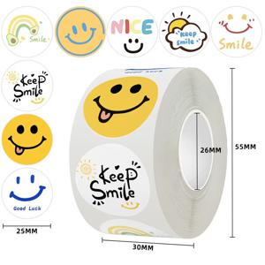 500pcs 스마일 스티커, 1 인치 귀여운 만화 스티커, 발렌타인 데이 봉인 된 스티커, 휴일 선물, 상 표시, 결혼식