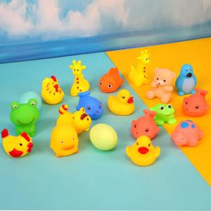 13개 아기 유아 목욕 장난감 귀여운 동물 수영 물놀이 장난감 부드러운 고무 튜브 짜는 소리 어린이 세척 놀이 재미있는 장난감 선물