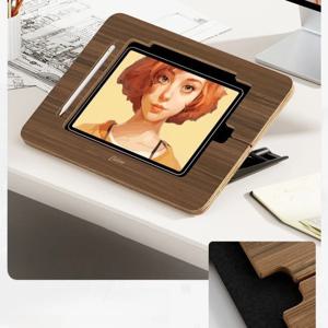 견고한 호두 색상 페인팅 나무 데스크탑 태블릿/패드 스탠드 IPad 홀더 쓰기 및 그리기 홈 오피스 가제트