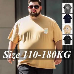 남성 플러스 사이즈 코튼 티셔츠 1XL-7XL 오버 사이즈 반팔 티셔츠 110-180kg 여름 러닝 체육관 탑 패션 셔츠 남성 의류