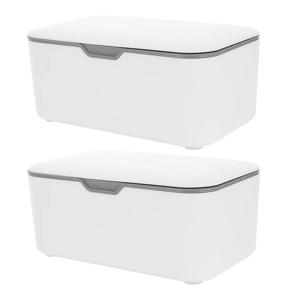 2pcs 상자 여행 습식 건식 물티슈 컨테이너 티슈 보관 재사용 가능한 홀더 컨테이너 물티슈 디스펜서 그레이