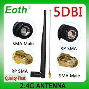 EOTH 1 5pcs 도매 2.4g 안테나 5dbi sma 여성 wlan wifi 2.4ghz antene SMA 남성 피그 테일 연장 케이블 iot 모듈 antena
