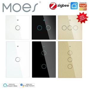 Moes ZigBee 벽 터치 스마트 라이트 스위치(중립/중립 없음 커패시터 없음) 스마트 라이프는 Alexa Google 홈과 함께 작동합니다.