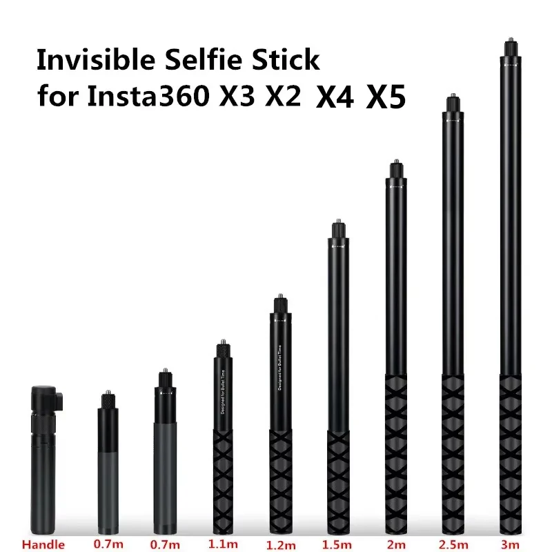 Insta360 X5 X4 용 보이지 않는 셀카 스틱 Insta360 X3 파노라마 카메라 액세서리 DJI 용 셀카 스틱 총알 시간 번들 핸들