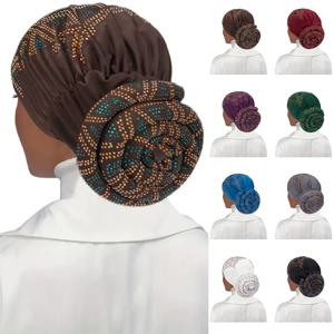 전체 다이아몬드 여성 도넛 터번 모자 탄성 이슬람 Headscarf 보닛 여성 머리띠 모자 아프리카 모자 레이디 헤어 액세서리