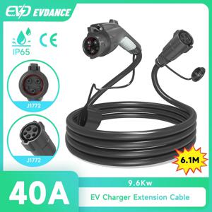 EVDANCE 휴대용 EV 충전기 연장 케이블 40A 21ft 9.6Kw 자동차 전기 장치 호환 모든 SAE J1772 전기 자동차 충전기