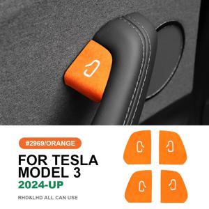 Tesla Model 3 Highland 2024 모델 Y Juniper 2025 장식 자동차 액세서리 용 이탈리아 탑 스웨이드 도어 스위치 패치 트림 커버