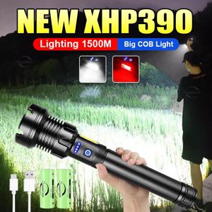 XHP390 가장 강력한 손전등 Usb 충전식 손전등 강한 빛 군사 전술 랜턴 캠핑 사냥 야외 토치