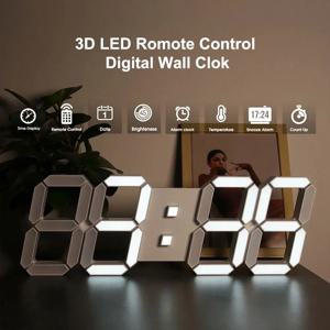 3D LED 디지털 시계 빛나는 패션 벽 시계 다기능 크리 에이 티브 USB 플러그 전자 시계 홈 인테리어