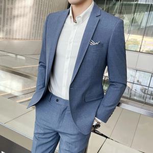 M-4XL 남성용 하이 퀄리티 (세트 및 바지) 올 핏 세련된 멋진 연회 캐주얼 단색 세트 투피스 세트, 2024 신상
