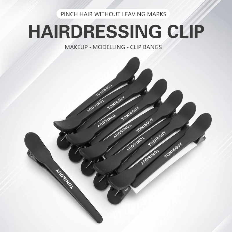 12pcs 미용 헤어 클립 살롱 악어 헤어 클립 플라스틱 블랙 미끄럼 방지 클램프 살롱 헤어 케어 스타일링 도구